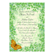 Fritillary Butterfly on Ferns Wedding Invitation