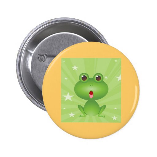 Frog Amphibian Green Frogs Cute Cartoon Animal Button