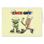 Frog and Moose Hockey Face Off tshirts and Gifts Greeting Card