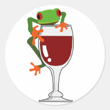 Frog and Wine Round Sticker