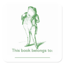 Frog  Bookplate Square Stickers