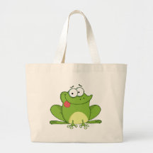 Frog Cartoon Character Hanging Its Tongue Out Canvas Bag