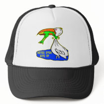 Frog Choking Bird Never Ever Give Up Trucker Hat