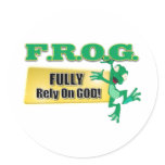 FROG CHRISTIAN ACRONYM FULLY RELY ON GOD ROUND STICKER