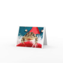 Frog Christmas , Tinsel, feathers, santa pattern