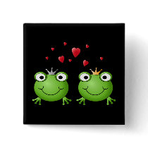 Frog Couple with hearts. Pin