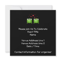 Frog Couple with hearts. Personalized Invitation