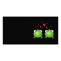 Frog Couple with hearts. Personalized Photo Card