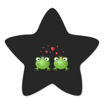Frog Couple with hearts. Star Sticker