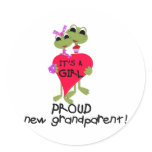 Frog Grandparent of Baby Girl Round Sticker
