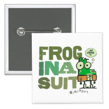 Frog in a Suit Square Button