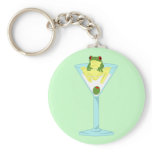 Frog & Olive in Martini Glass keychains