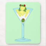 Frog & Olive in Martini Glass mousepads