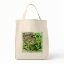 Frog on Marsh Grocery Tote Bag