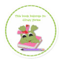 Frog Pink Bookplate Sticker