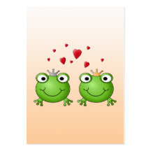 Frog Prince and Frog Princess, with hearts. Business Card Template