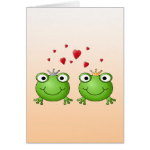 Frog Prince and Frog Princess, with hearts. Cards