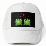 Frog Prince and Frog Princess, with hearts. Custom hats