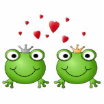 Frog Prince and Frog Princess, with hearts. Custom photo sculptures