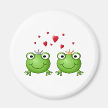 Frog Prince and Frog Princess, with hearts. Magnet