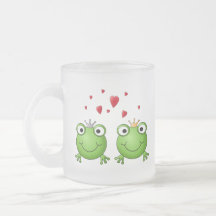 Frog Prince and Frog Princess, with hearts. Mug