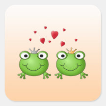 Frog Prince and Frog Princess, with hearts. Square Sticker