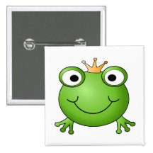 Frog Prince. Happy Frog. Pinback Buttons