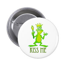 Frog Prince Kiss Me Pinback Button