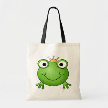 Frog Prince. Smiling Frog with a Crown. Bag
