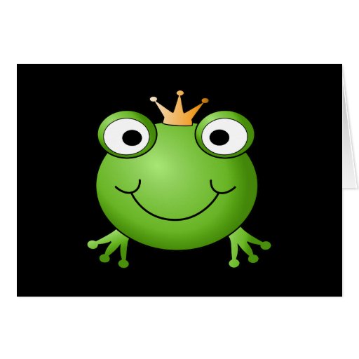 Frog Prince. Smiling Frog with a Crown. Card