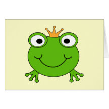 Frog Prince. Smiling Frog with a Crown. Greeting Card