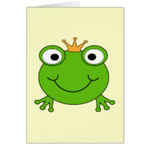 Frog Prince. Smiling Frog with a Crown. Cards