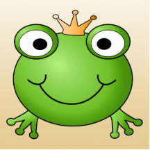 Frog Prince. Smiling Frog with a Crown. Cut Out