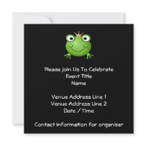 Frog Prince. Smiling Frog with a Crown. Invitation