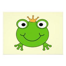 Frog Prince. Smiling Frog with a Crown. Invitations