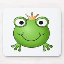 Frog Prince. Smiling Frog with a Crown. Mousepads