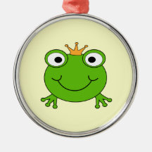 Frog Prince. Smiling Frog with a Crown. Christmas Ornaments