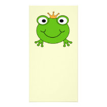Frog Prince. Smiling Frog with a Crown. Picture Card