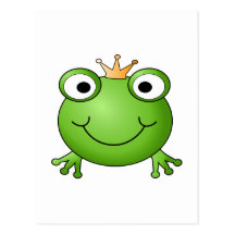 Frog Prince. Smiling Frog with a Crown. Postcard