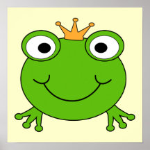 Frog Prince. Smiling Frog with a Crown. Print