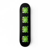 Frog Prince. Smiling Frog with a Crown. Skateboard Deck