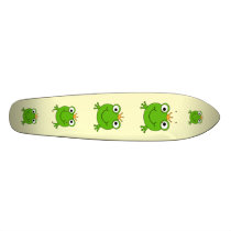 Frog Prince. Smiling Frog with a Crown. Custom Skate Board