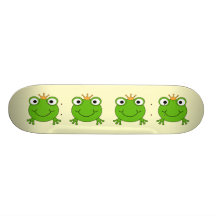 Frog Prince. Smiling Frog with a Crown. Skateboard Decks