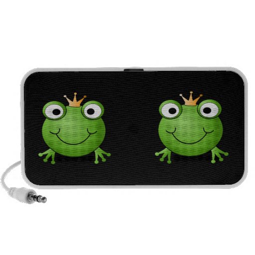 Frog Prince. Smiling Frog with a Crown. Notebook Speaker