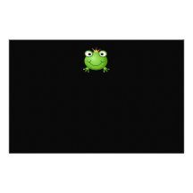 Frog Prince. Smiling Frog with a Crown. Stationery Paper