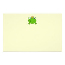 Frog Prince. Smiling Frog with a Crown. Stationery Design