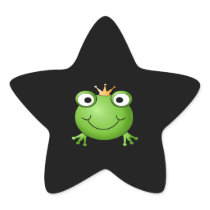 Frog Prince. Smiling Frog with a Crown. Sticker