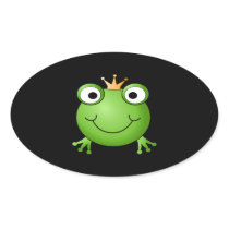 Frog Prince. Smiling Frog with a Crown. Stickers