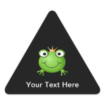 Frog Prince. Smiling Frog with a Crown. Triangle Sticker