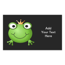 Frog Prince. Smiling Frog with a Crown. Rectangle Sticker